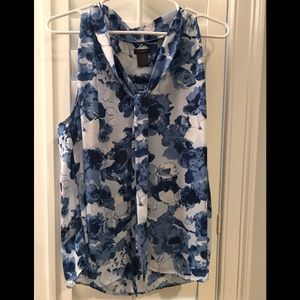 Floral Blue Sleeveless Top